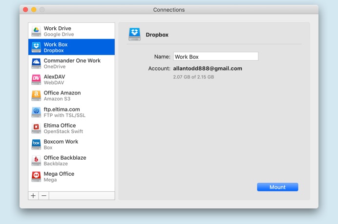 CloudMounter Dropbox connection